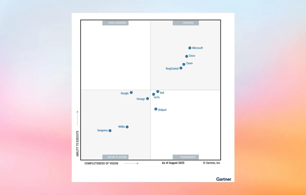 Gartner Magic Quadrant showing RingCentral as a UCaaS worldwide leader for 2025