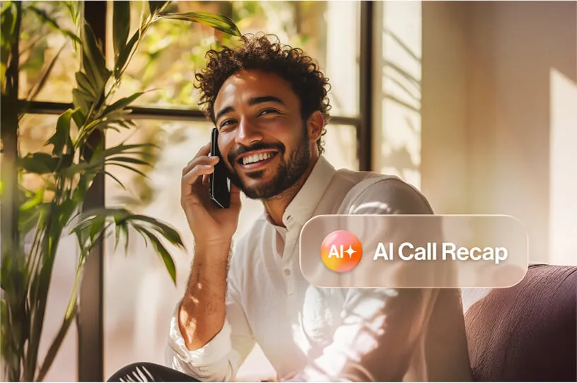 A man using the RingSense AI call recap feature on his phone