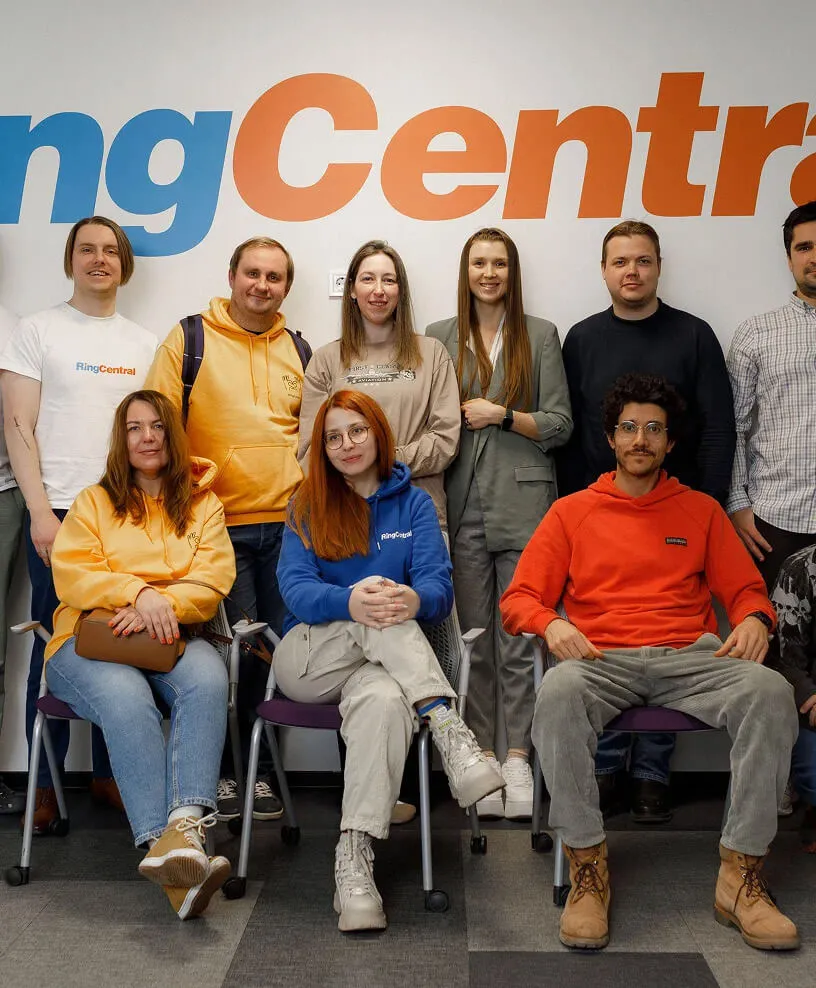 A bunch of RingCentral employees taking a group picture