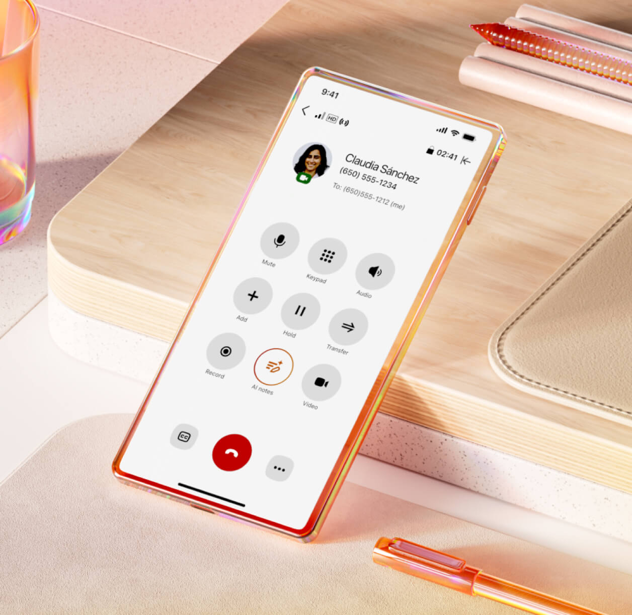 A forwarded call on RingCentral mobile app