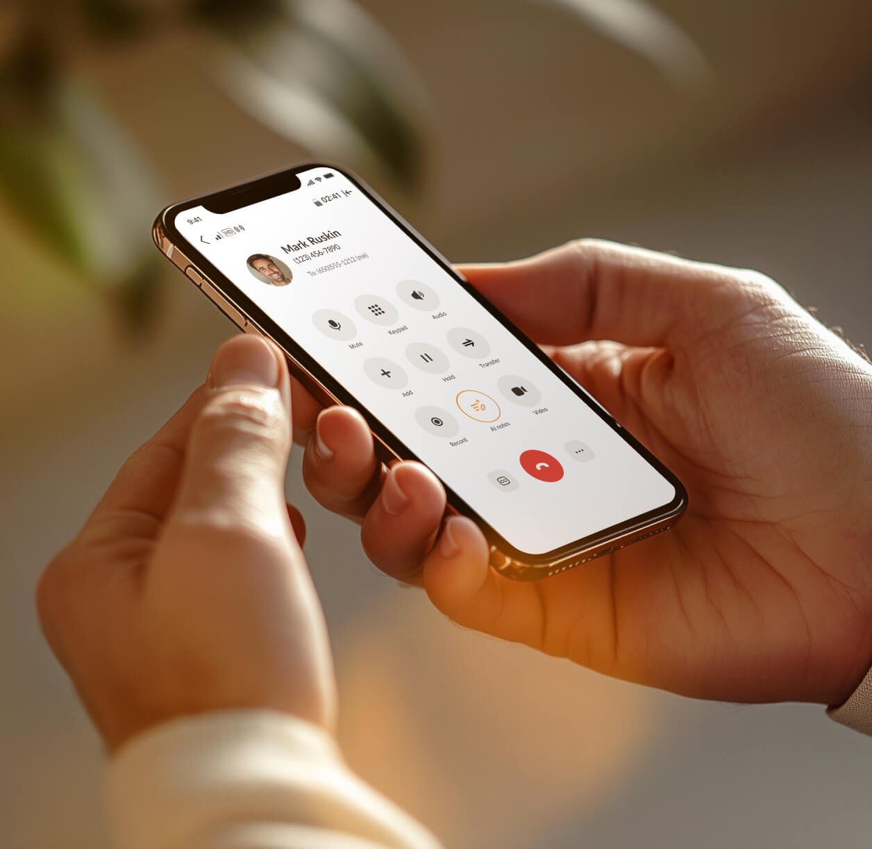 An ongoing call on RingCentral mobile app