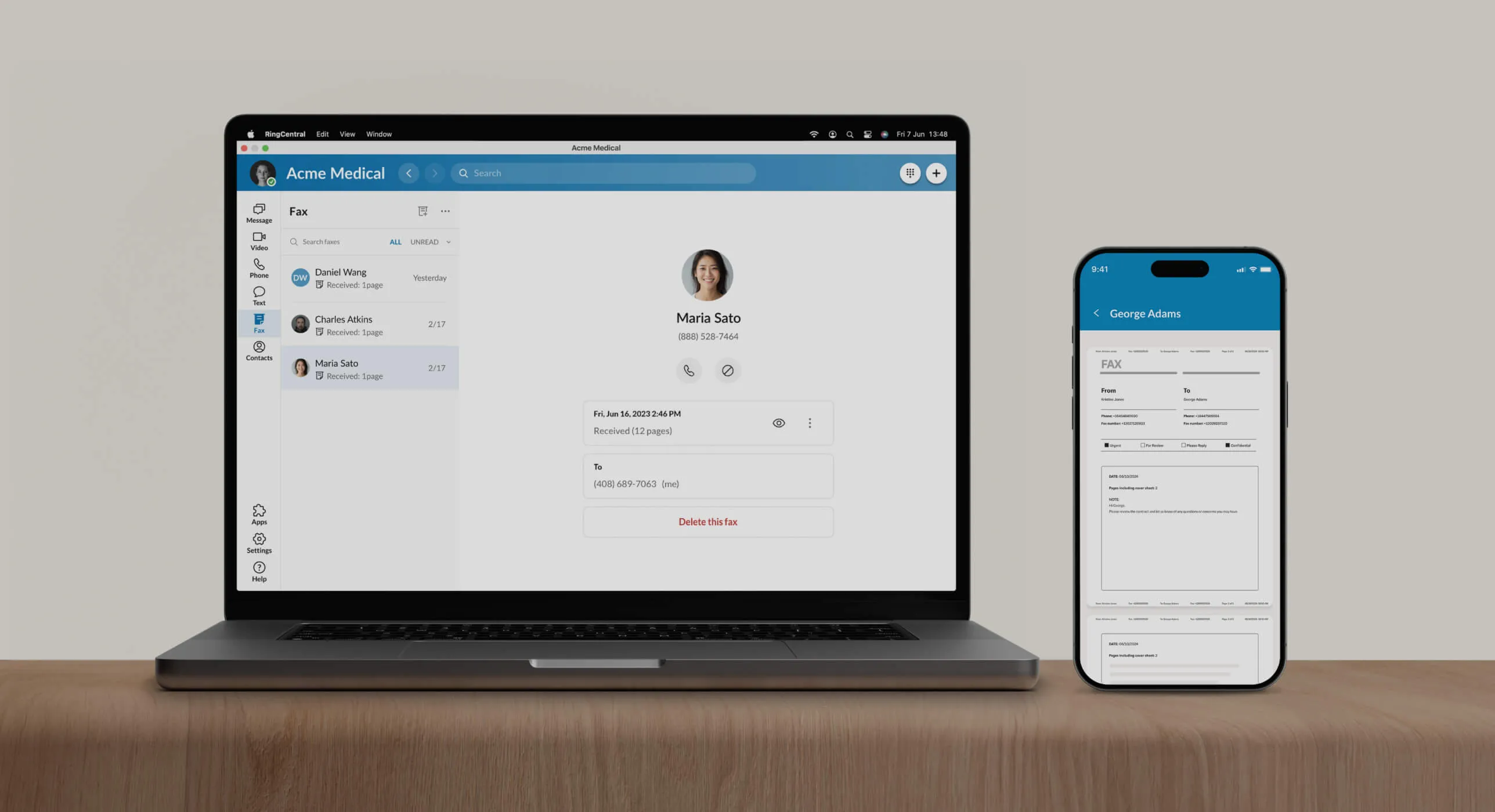 Video thumbnail: A laptop screen and a mobile phone screen displaying the RingCentral app