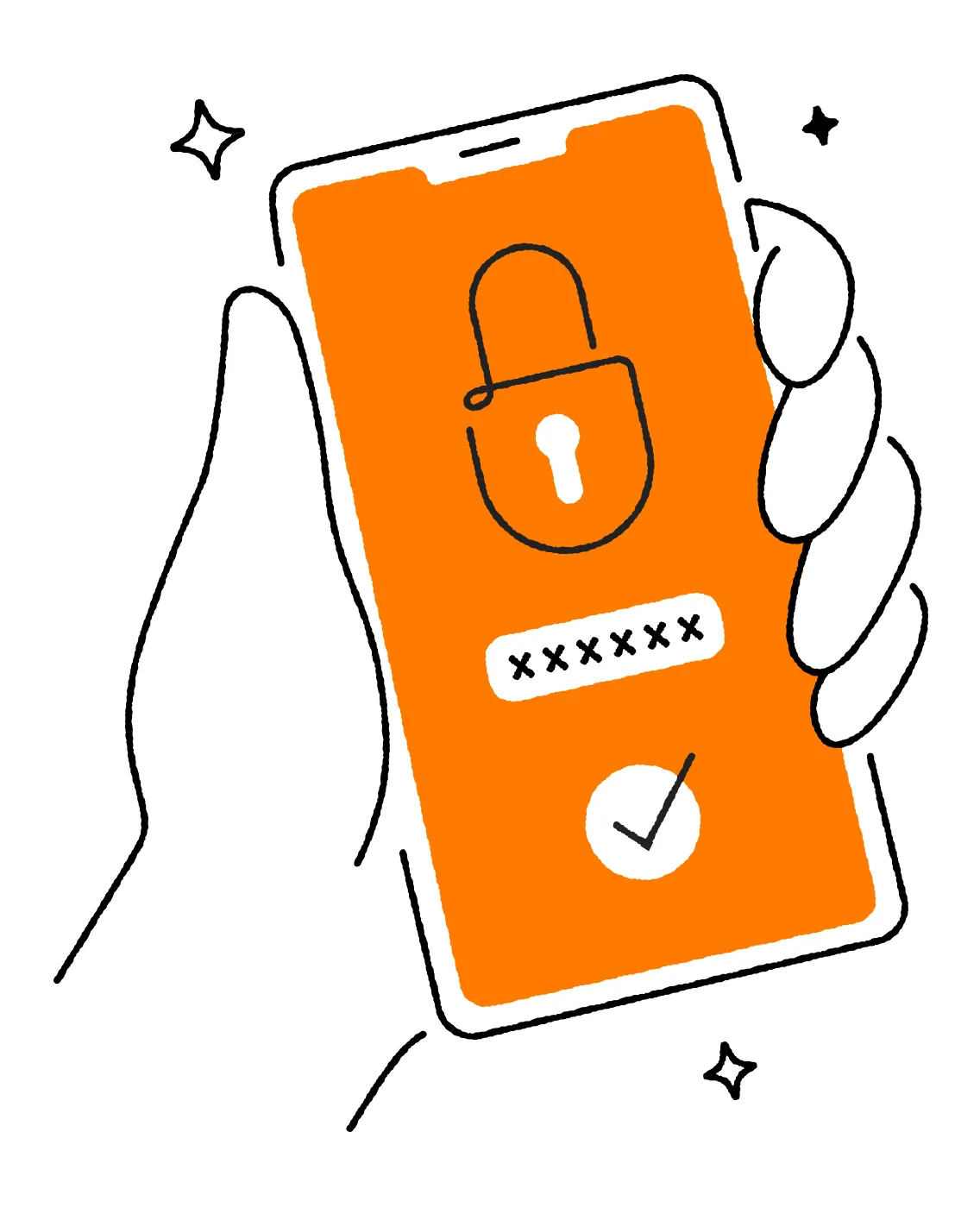 An illustration of a locked and secure phone