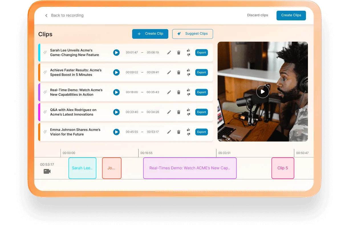 AI Clips feature of RingCentral Events