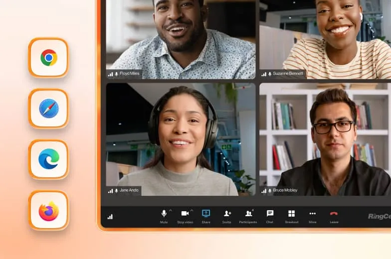 Ongoing RingCentral video meeting with an insert 
