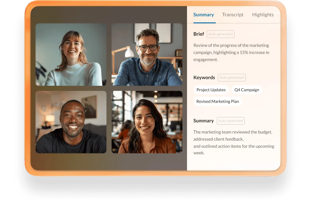 AI-generated meeting summary available after a RingCentral Video meeting