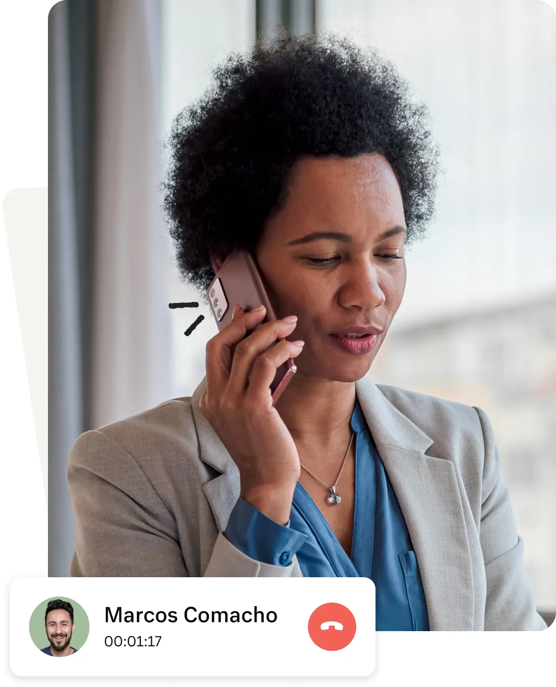 A woman on a phone call