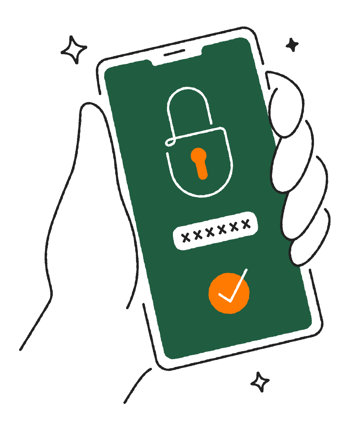 An illustration of a locked and secure phone