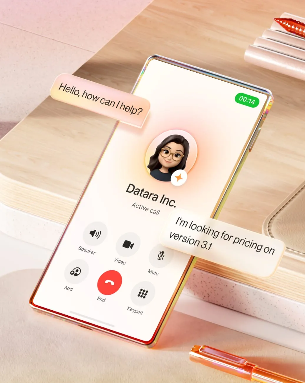 Ongoing call utilizing the RingCentral AI Receptionist feature on the mobile app