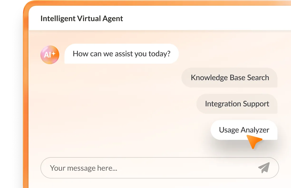 UI showing RingCX intelligent virtual agent (IVA) feature which provides easy prompts for employees.