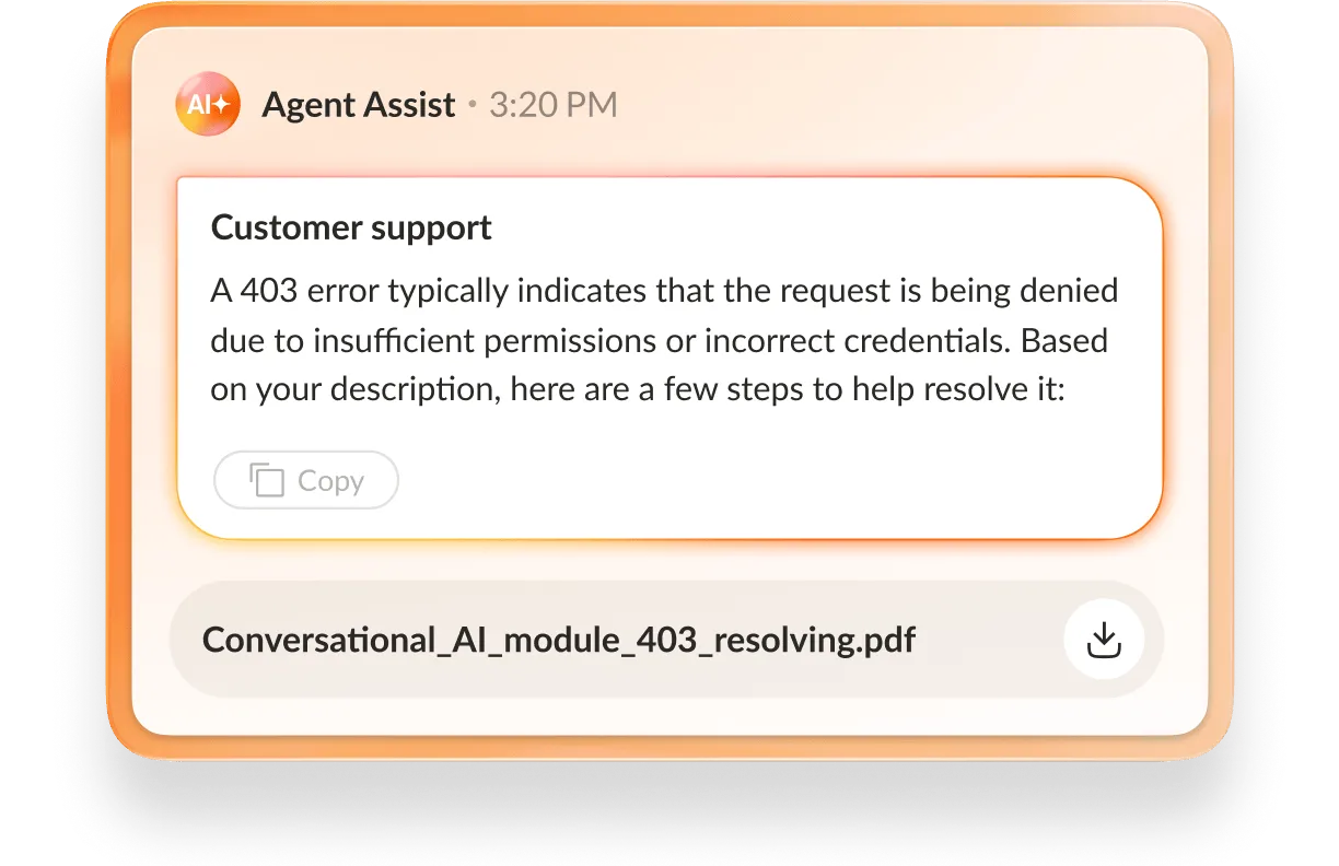 UI showing Agent Assist feature in the RingCentral app.