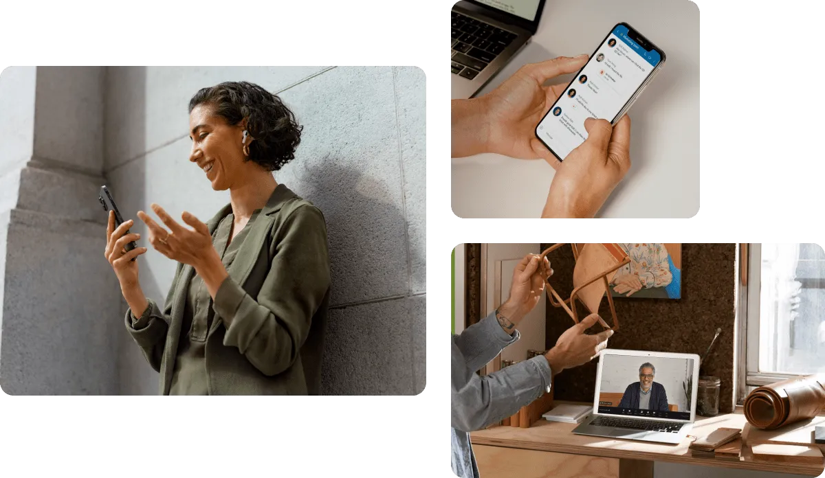 Personnes utilisant l'application RingCentral sur différents appareils