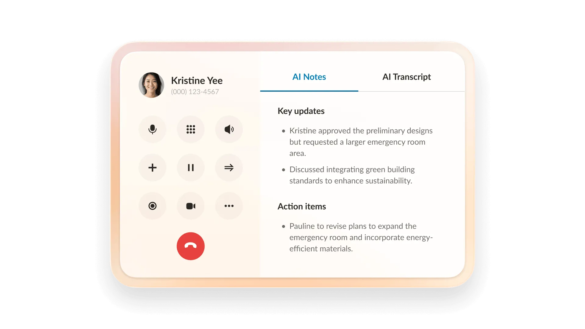 RingEx active call AI notes
