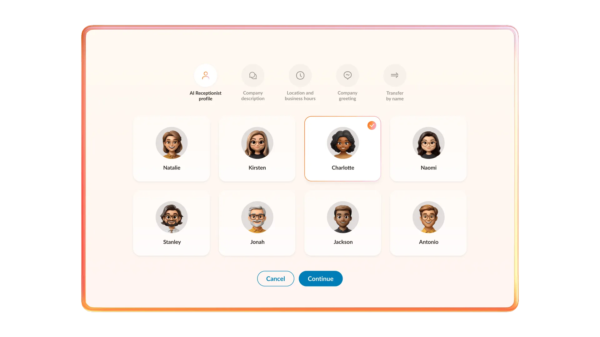 RingCentral AI Receptionist UI