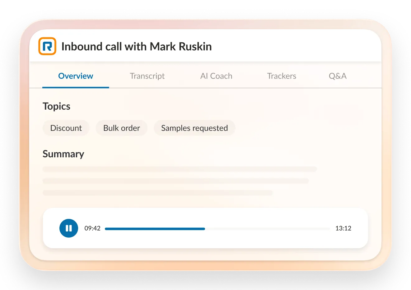 RingEX ongoing inbound call display.