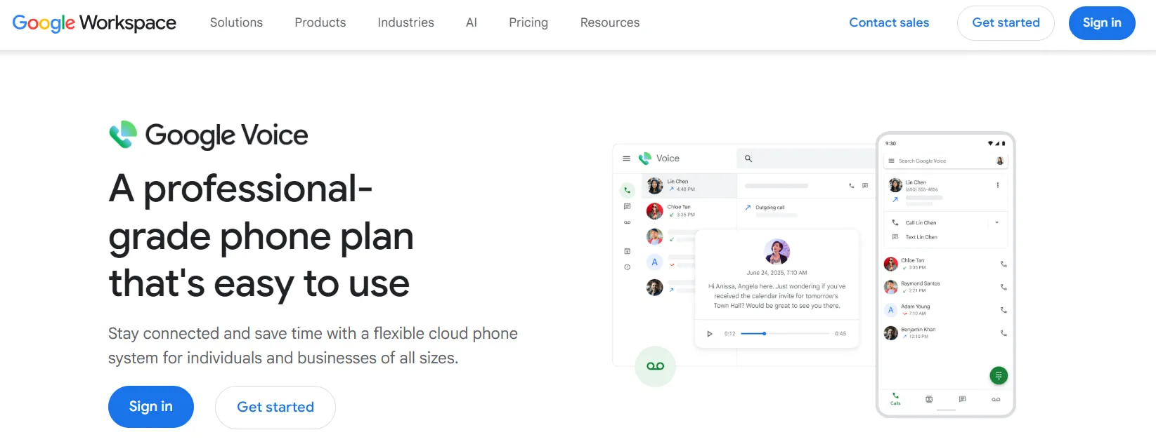 Google Voice provides a simple way to select a business number.