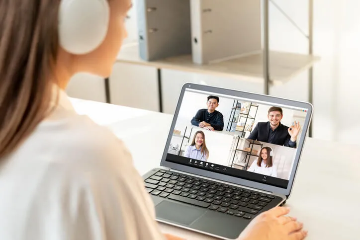 woman attending online meeting